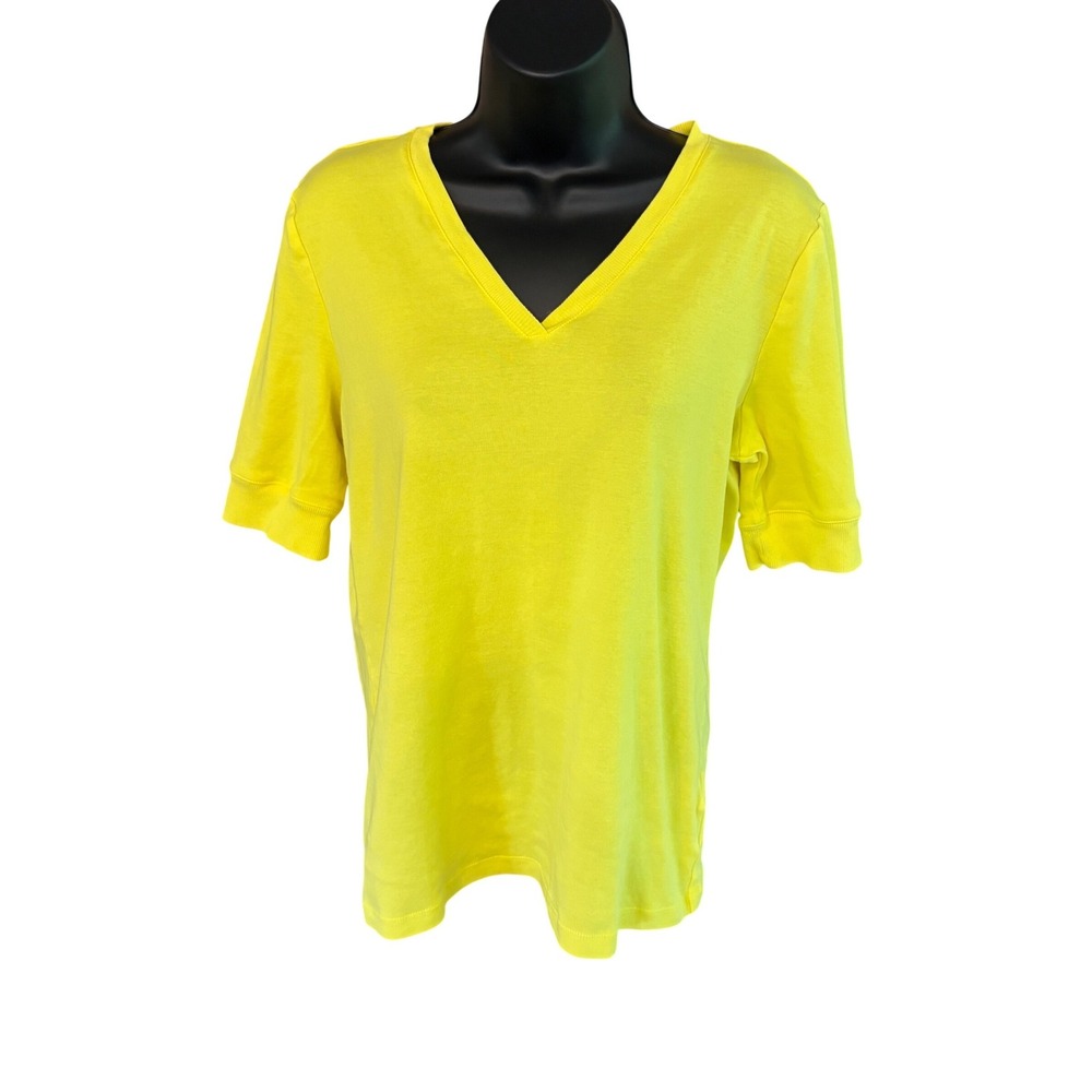 Jones New York Sport Womens Yellow V-Neck 100% Cotton T-Shirt XL RN54050